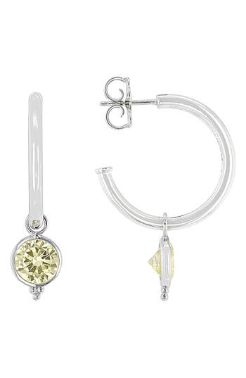 Shop Judith Ripka Cz Dangle Hoop Earrings In Silver/yellow