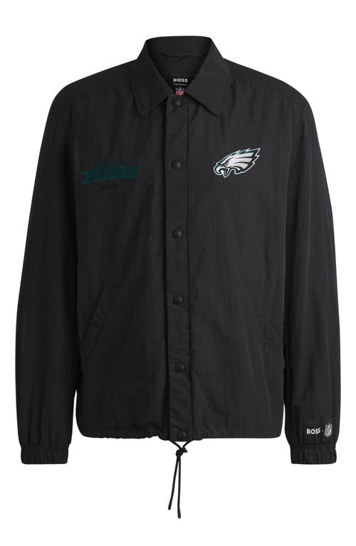 Hugo Boss Boss X Nfl Embroidered Branding Water-repellent Jacket In Philadelphia Eagles