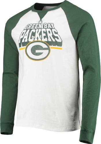 Junk Food Men's Junk Food White/Green Bay Packers Colorblock Raglan Long  Sleeve T-Shirt