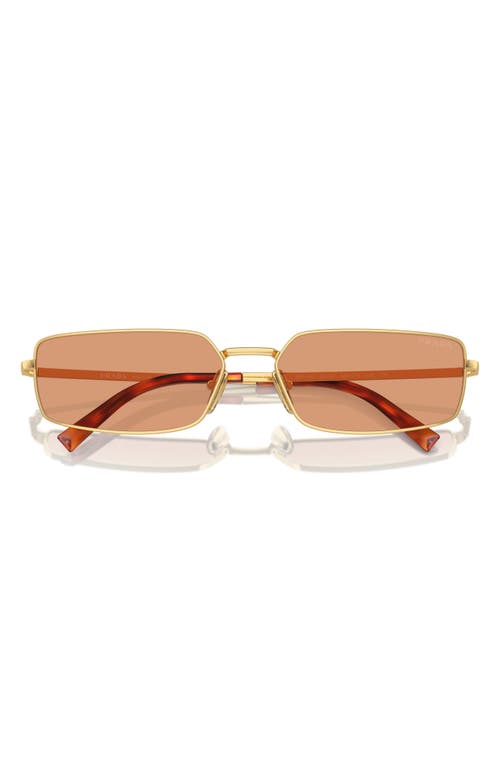 59mm Rectangular Sunglasses in Gold/Peach