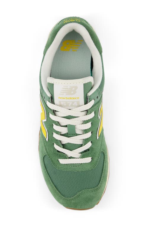 Shop New Balance 574 Sneaker In Mallard Green/ginger Lemon