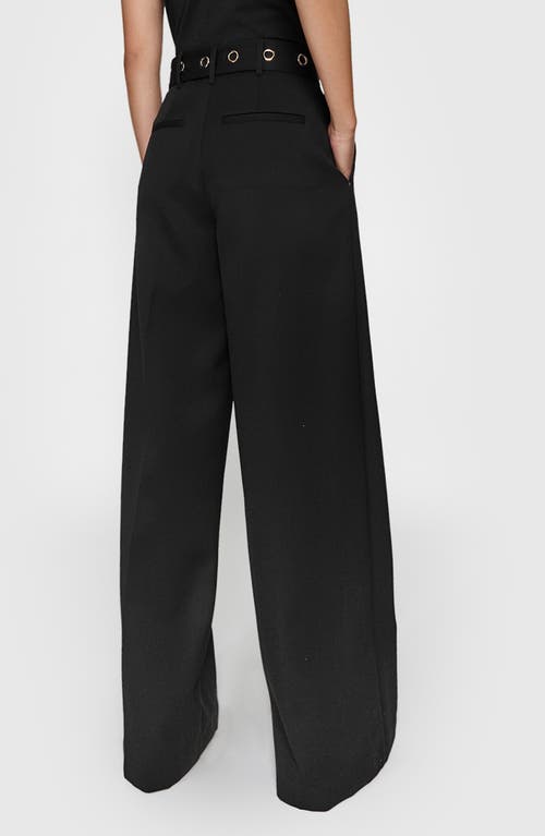 Shop Rebecca Minkoff Wool Blend Wide Leg Pants In True Black