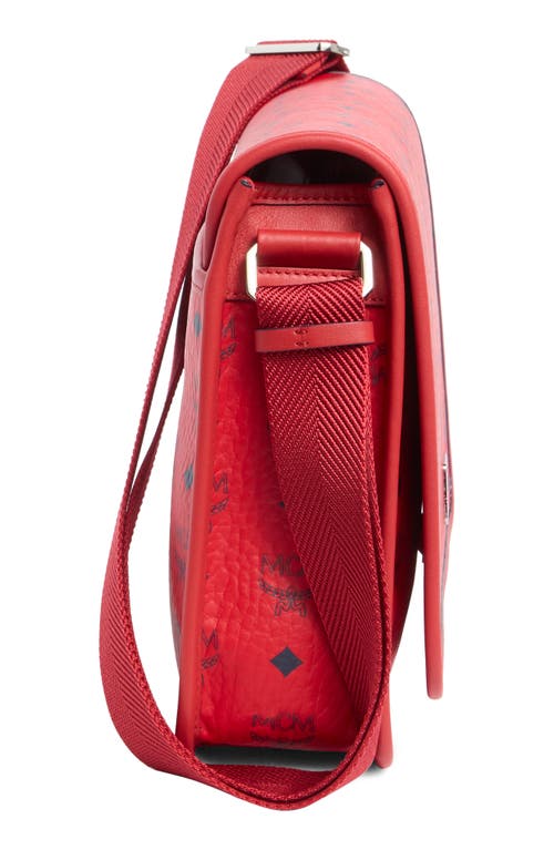 Mcm Aren Logo Print Messenger Crossbody Bag In Candy Red
