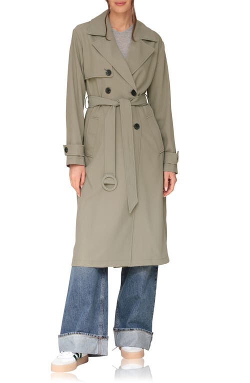 Shop Avec Les Filles Relaxed Fit Button Back Trench Coat In Sage