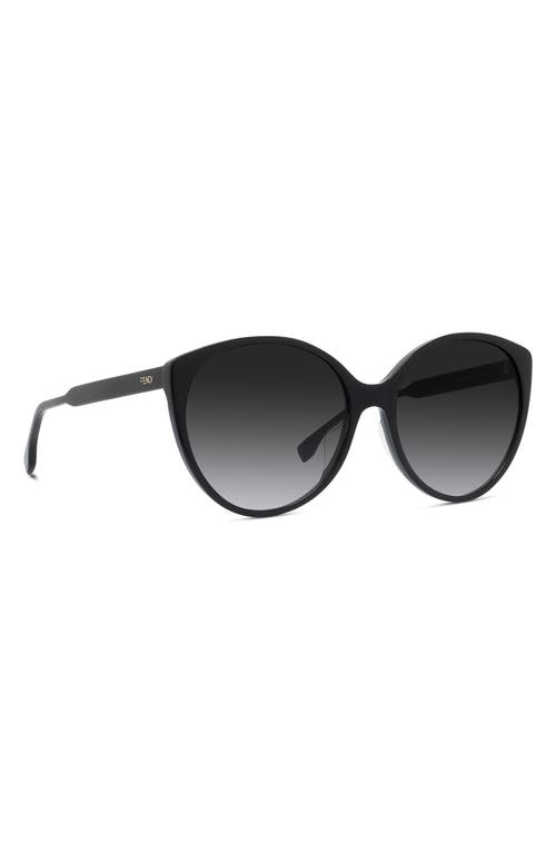 Shop Fendi ' Fine 59mm Round Sunglasses In Shiny Black/gradient Smoke