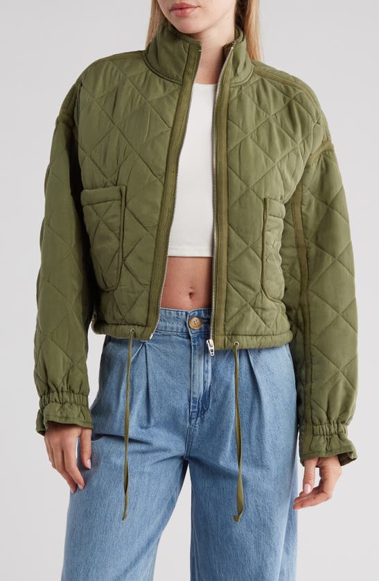 Shop Blanknyc Cropped Quilted Jacket In Green Olive