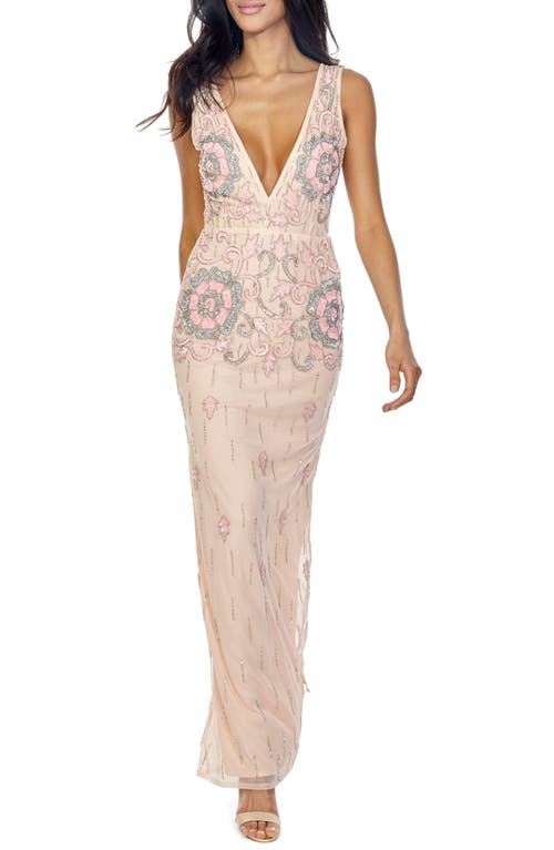 Gilly Sequin Maxi Dress in Nude