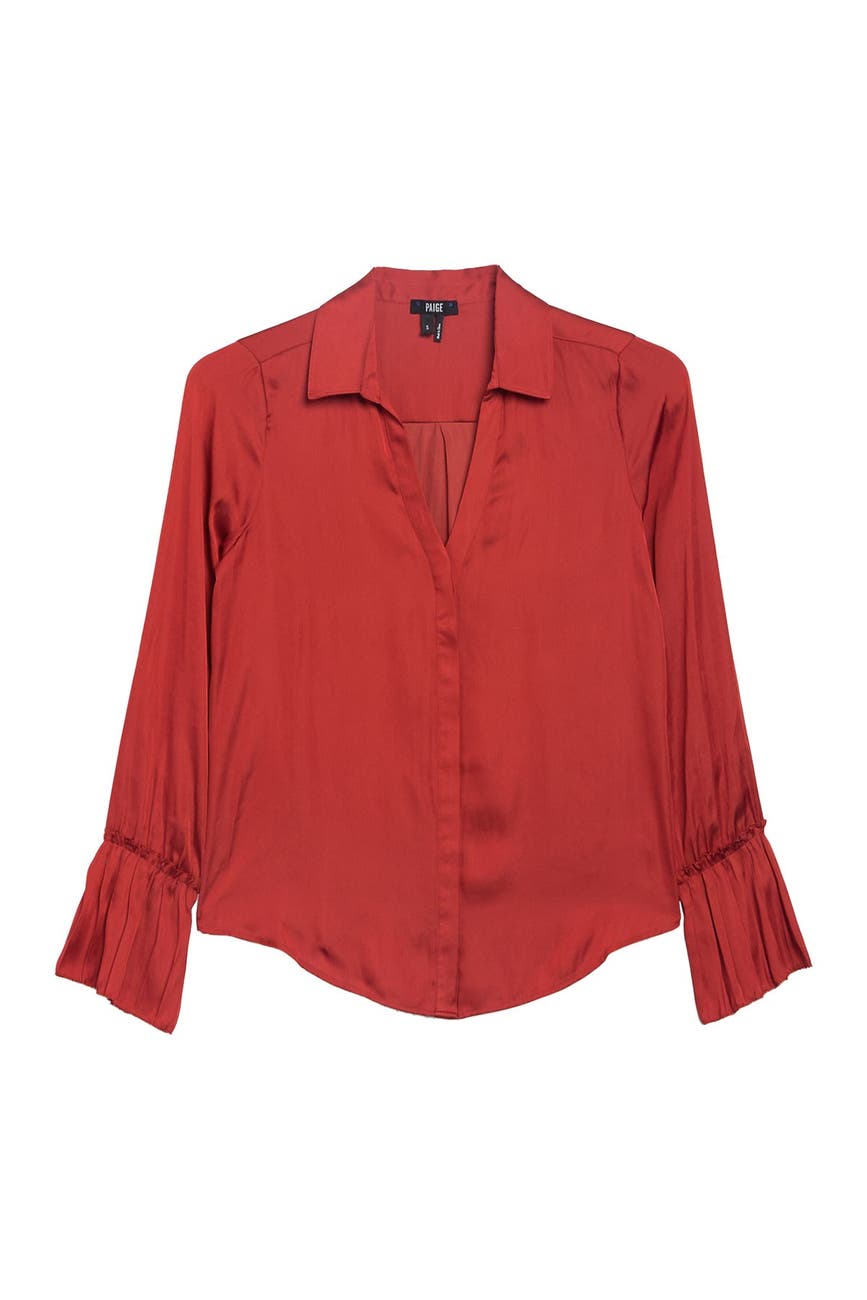 PAIGE | Abriana Collared Ruffle Cuff Blouse | Nordstrom Rack