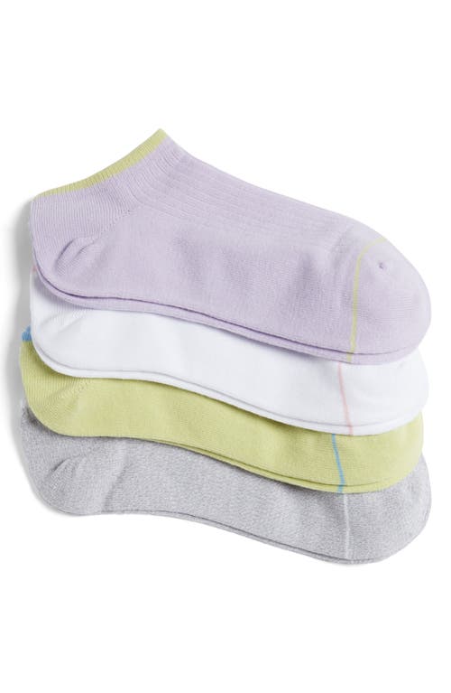 BP. Assorted 4-Pack Organic Cotton Blend Ankle Socks in Lavendar Grey Heather Multi