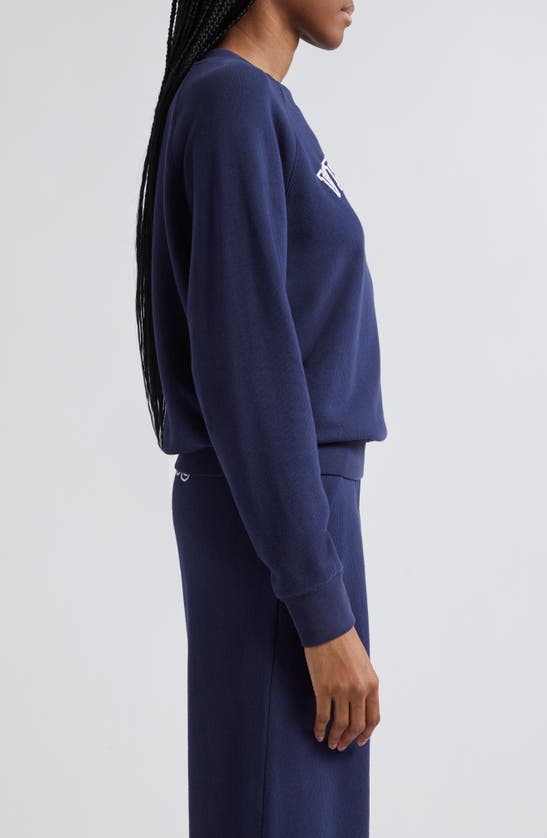 Shop Sporty And Rich Sporty & Rich Wellness Club Crewneck Graphic Sweatshirt In Navy