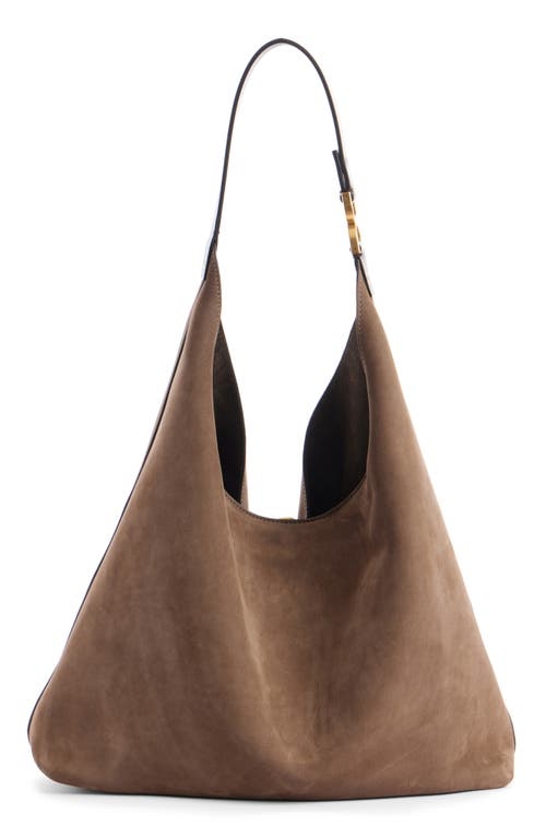 Shop Chloé Marcie Suede Hobo Bag In Flannel Grey 036