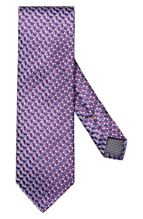 Shop Eton Micro Geometric Silk Tie In Medium Purple