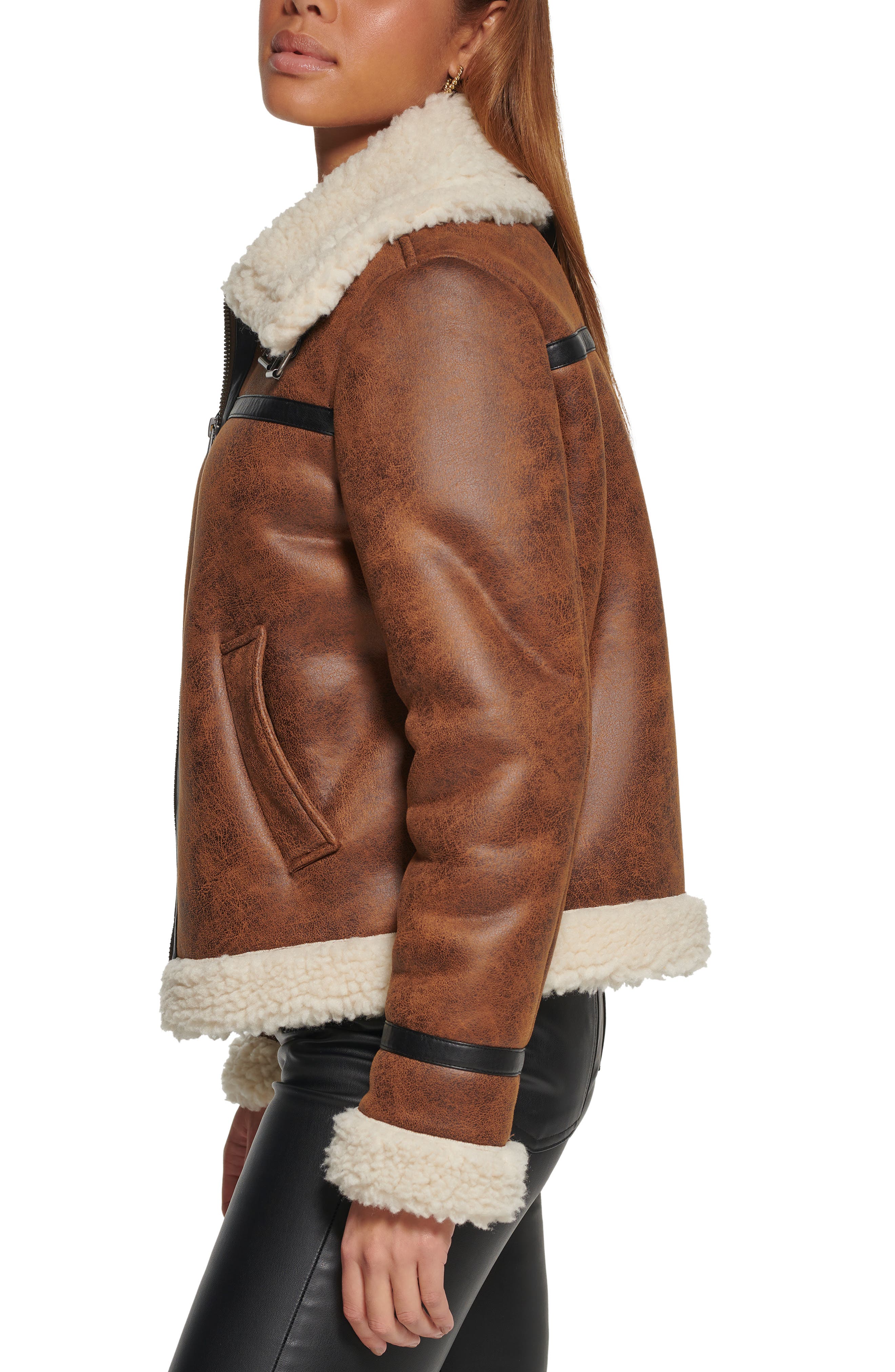 Levi's Faux Shearling Aviator Jacket in Brown at Nordstrom Rack, Size X-Large
