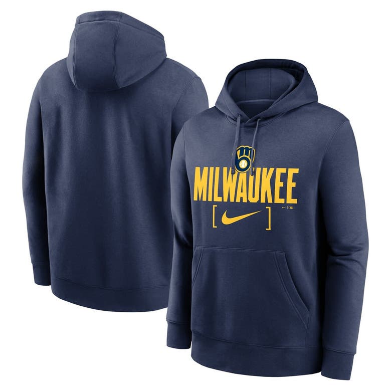Shop Nike Navy Milwaukee Brewers Club Slack Pullover Hoodie