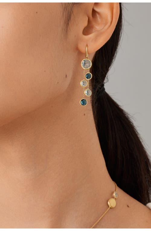Marco Bicego 18k Yellow Gold Jaipur Mixed Blue Topaz Double Strand Earrings In Yellow Gold/blue Topaz