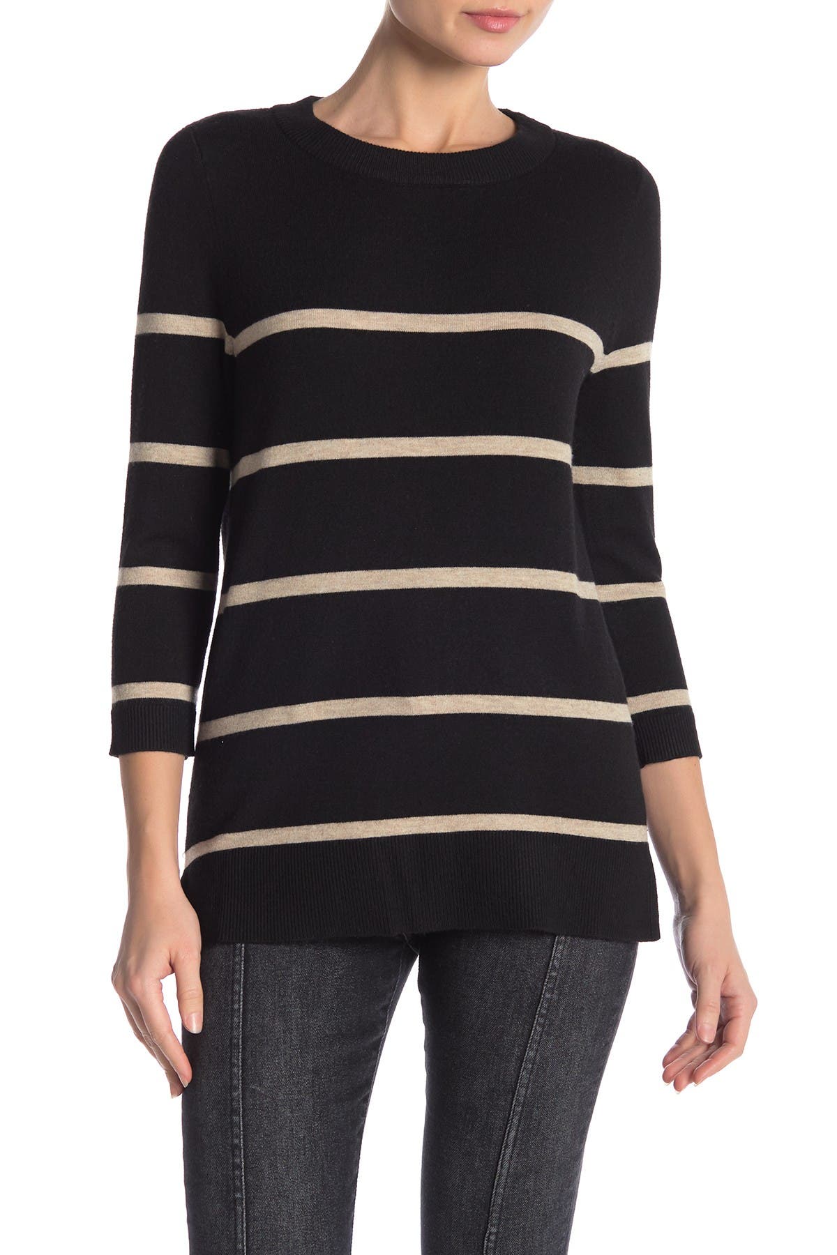 Bobeau Crew Neck 3 4 Sleeve Sweater Nordstrom Rack