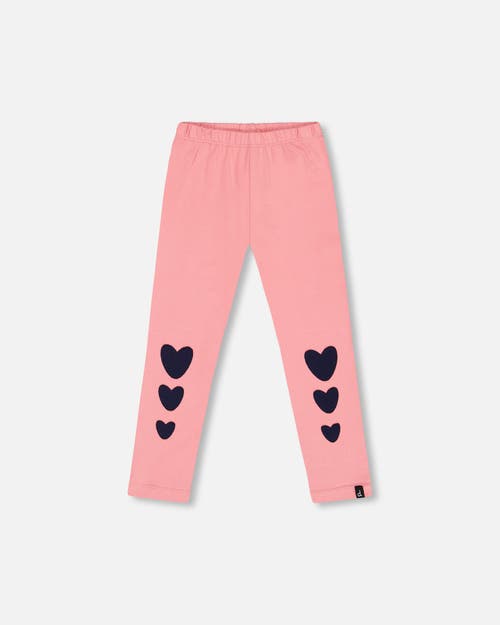 Shop Deux Par Deux Little Girl's Organic Cotton Legging With Knee Print Pink In Mauve Glow