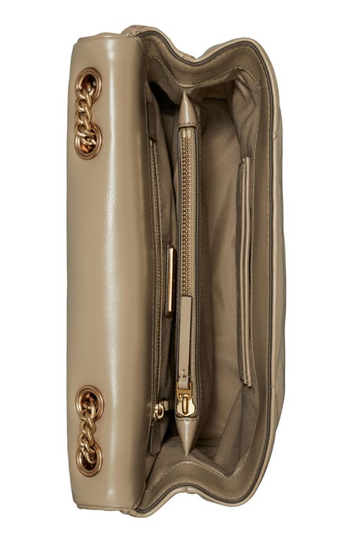 Tory Burch Kira Diamond Small Leather Shoulder Bag In Taupe Oak
