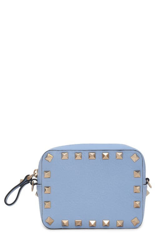 Valentino Garavani Mini Rockstud Leather Crossbody Bag in Zqw Popeline Blue at Nordstrom