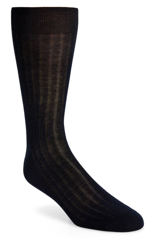 Canali Cotton Rib Dress Socks in Navy at Nordstrom, Size Large