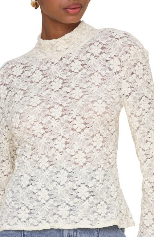 Shop Avec Les Filles Lace Turtleneck Top In Cream