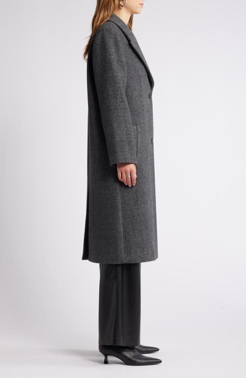 Shop Open Edit Herringbone Coat In Black