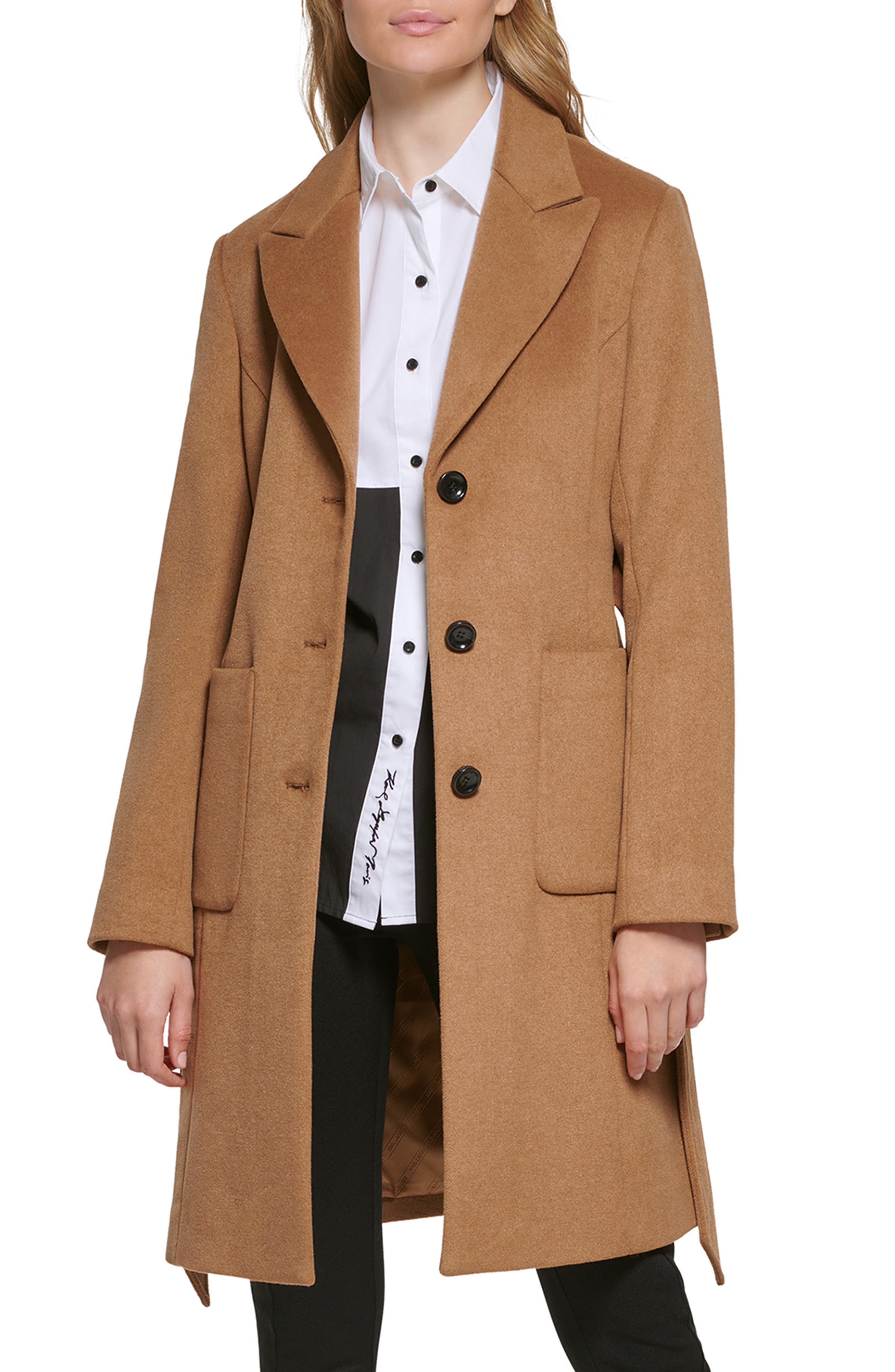 Boohoo Luxe Textured Wool Look Coat in Camel Womens Clothing Coats Long coats and winter coats Natural 