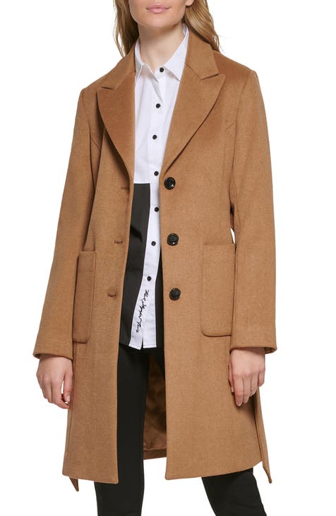 Short, cashmere blend wrap coat, beige