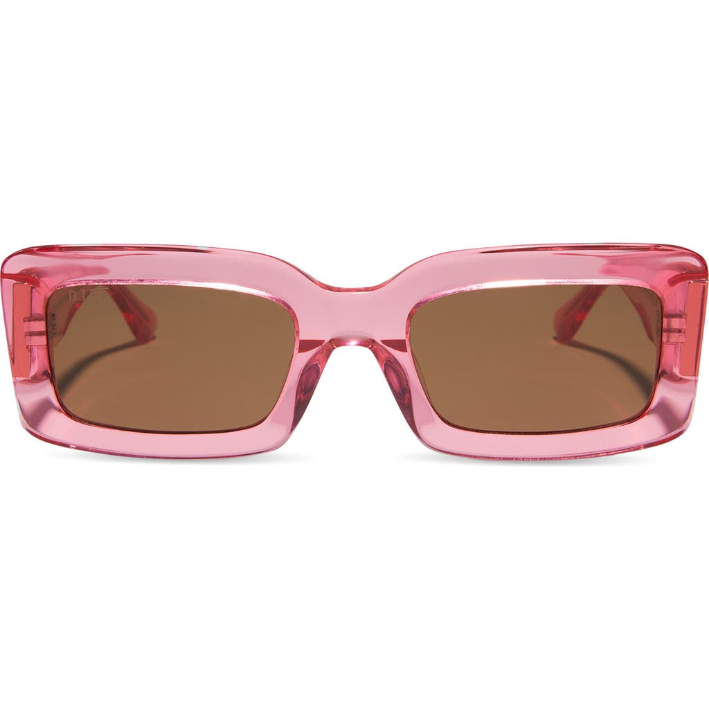 Diff Indy 51mm Polarized Rectangular Sunglasses In Pink