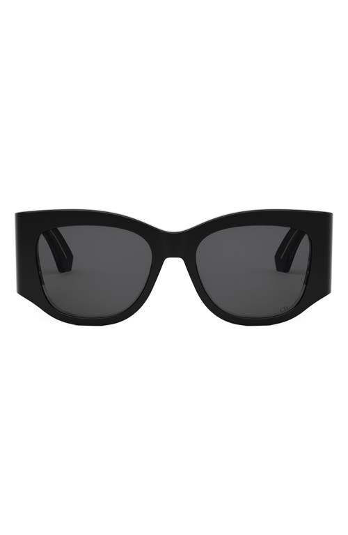 Shop Dior The Nuit S1i 54mm Square Sunglasses In Shiny Black/smoke