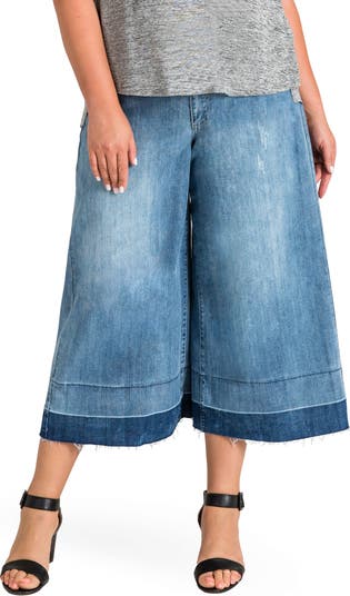 Cotton Oversized Denim Culottes by Mom's Pants
