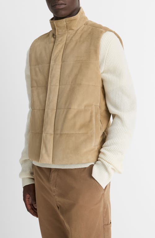 Shop Vince Suede Vest In Bristle Khaki/h Sheep