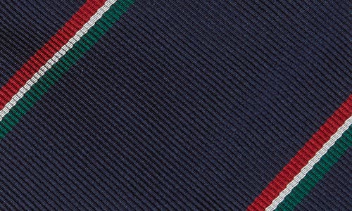 Sid Mashburn Repp Silk Tie In Navy Red White Green Stripe
