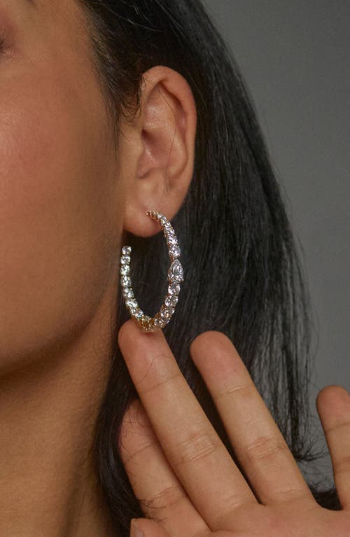 NADRI NADRI HALLE LARGE CUBIC ZIRCONIA INSIDE OUT HOOP EARRINGS 