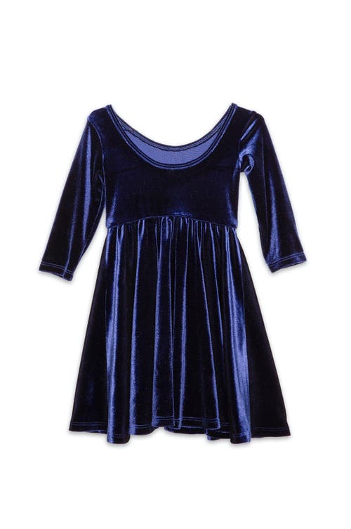 Worthy Threads Girls Stretch Velvet Twirly Dress In Pink Candy