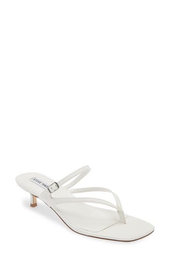 Steve Madden Jessa Kitten Heel Flip Flop In White Leather
