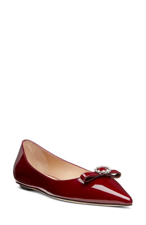 Shop Stuart Weitzman Diana Bow Pointed Toe Flat In Rosewood