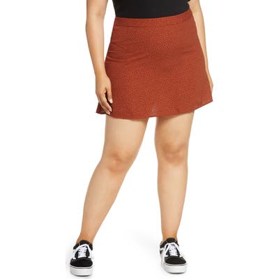 Plus Size Bp. Print Mini Skater Skirt, Brown