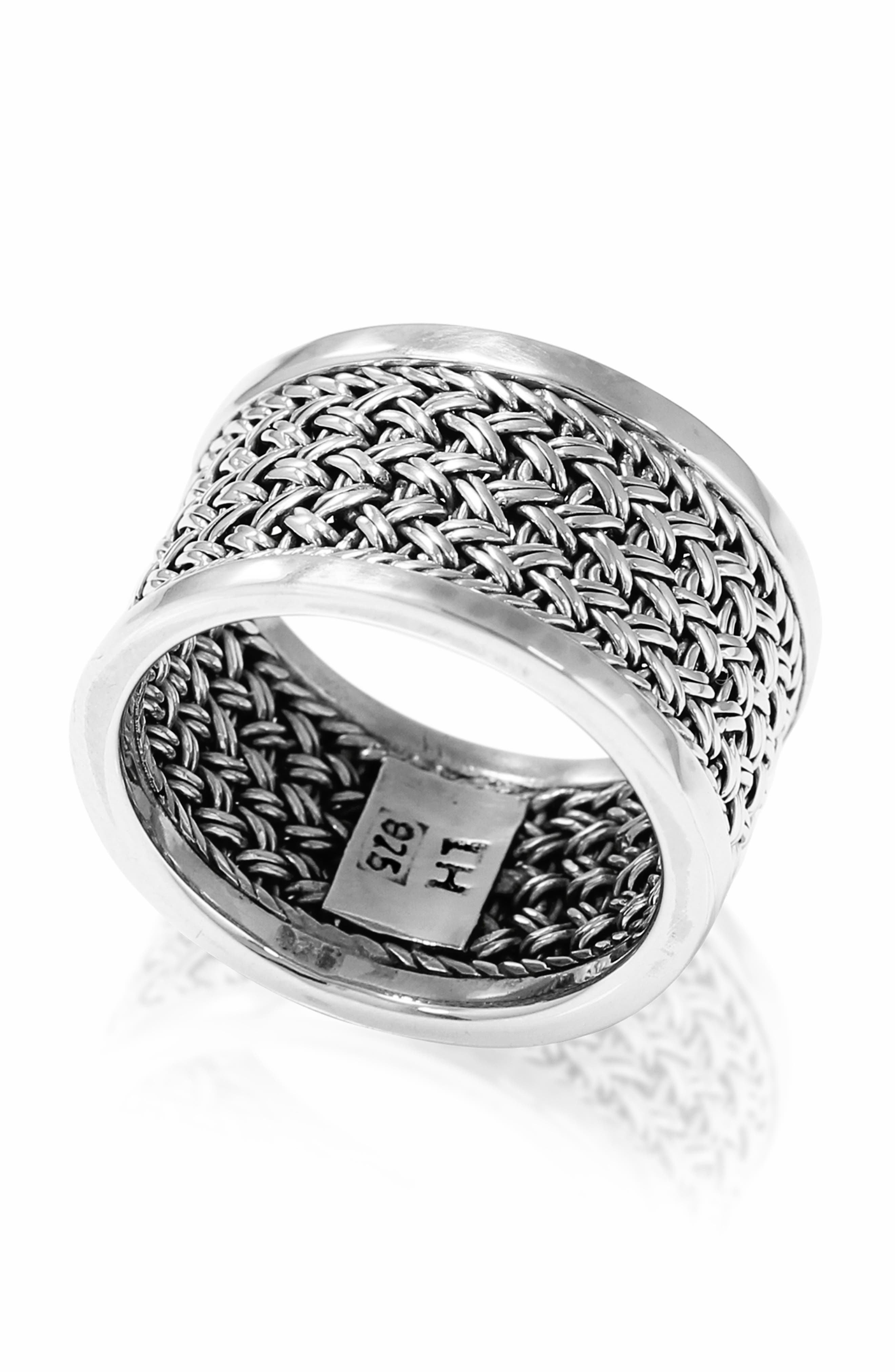 Lois Hill Sterling Silver Textile Weave 14mm Band Ring