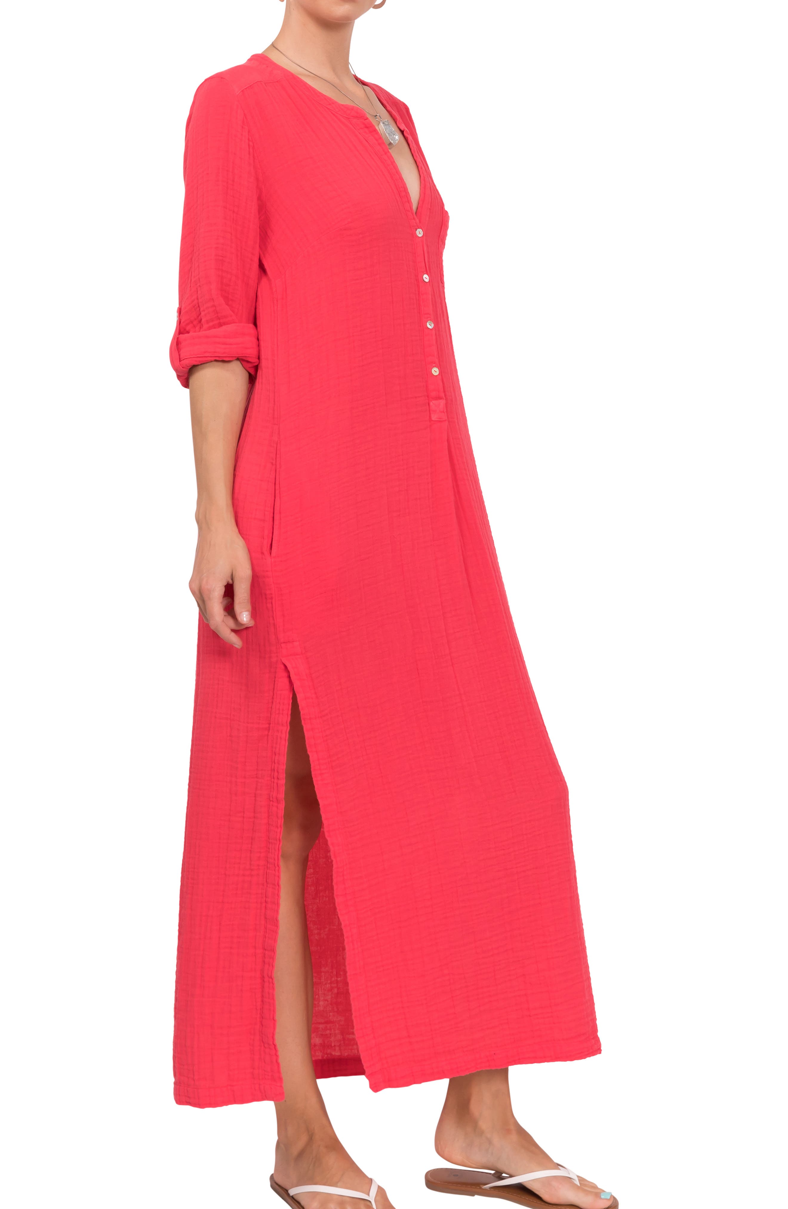 Everyday Ritual Button Front Cotton Gauze Caftan Nordstrom