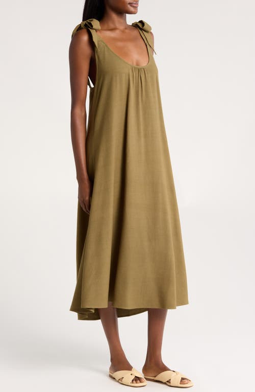 Shop Nordstrom Tie Shoulder Cover-up In Olive Burnt