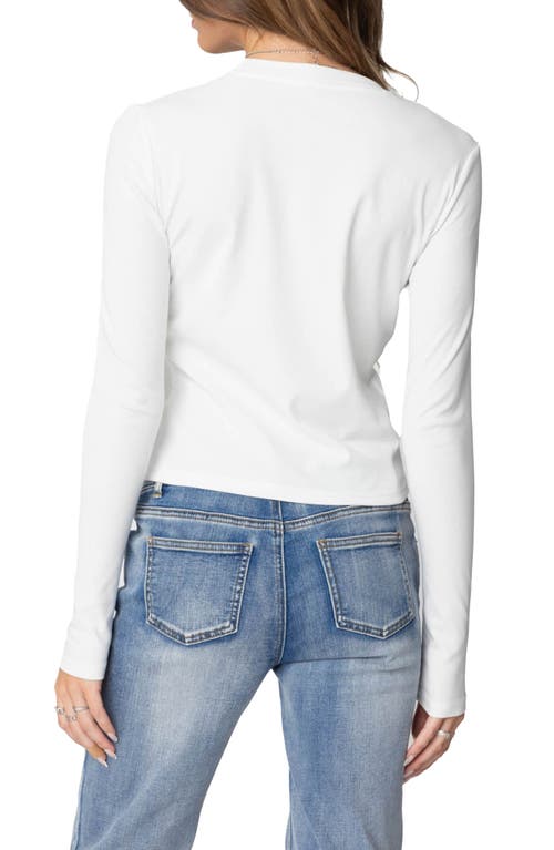 Edikted Blossom Long Sleeve Stretch Cotton T-shirt In White