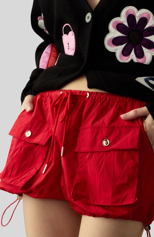 Cynthia Rowley Nylon Cargo Shorts In Red