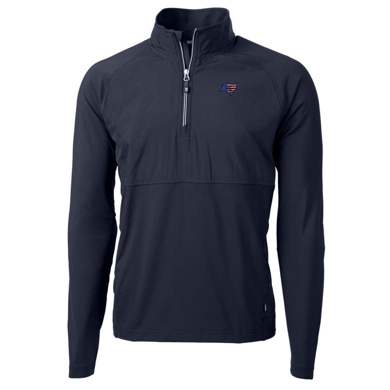 Shop Cutter & Buck Navy Tampa Bay Buccaneers Adapt Eco Knit Hybrid Recycled Quarter-zip Pullover Top