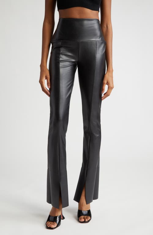 Norma Kamali Spat Slit Front Faux Leather Pants in Black