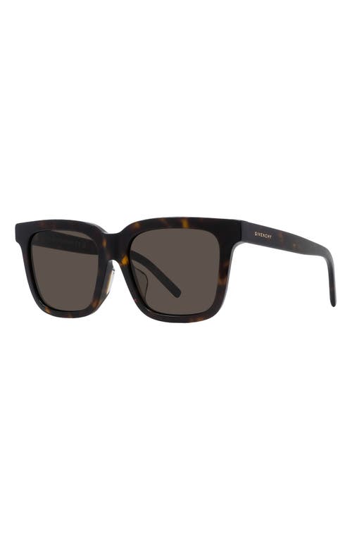 Givenchy Gv Day 53mm Rectangular Sunglasses In Dark Havana/brown
