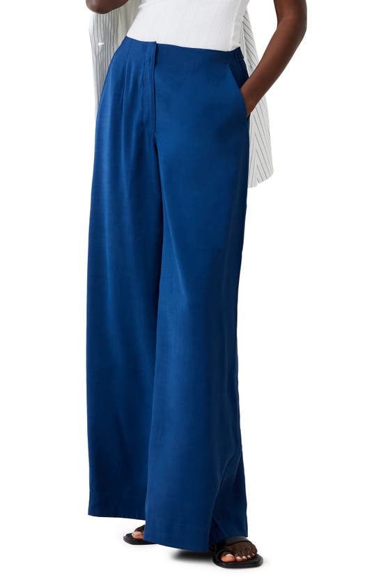 Shop French Connection Barbara Wide Leg Pants In Midnight Blue