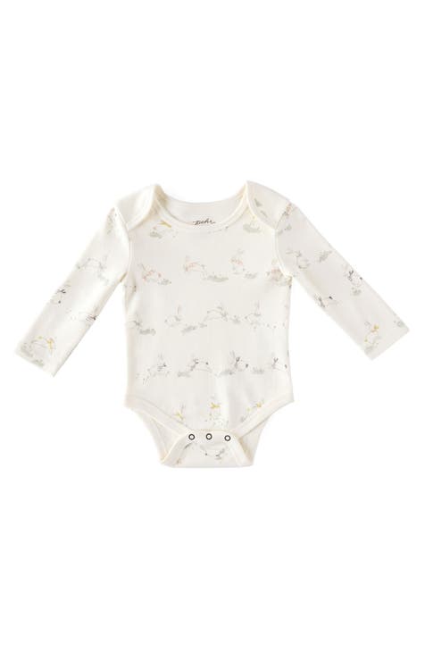 Bunny Print Long Sleeve Organic Cotton Bodysuit (Baby)