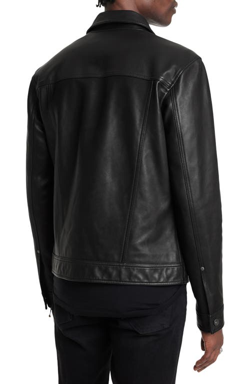 Shop John Varvatos Terrance Leather Trucker Jacket In Black