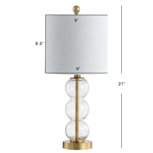 Jonathan Y February Glass/metal Led Table Lamp In Clear/brass Gold